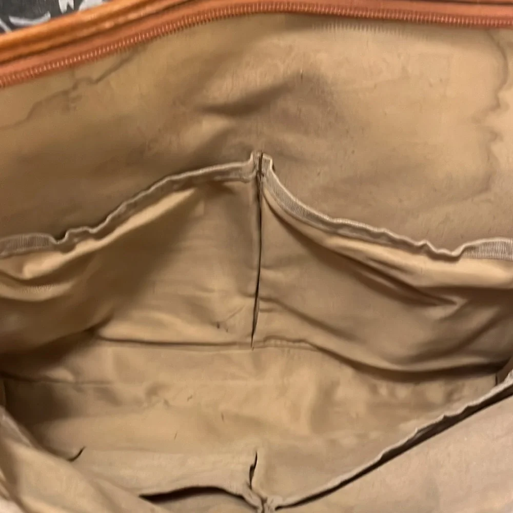 Banuce Vintage Cognac Color Leather Briefcase Laptop Travel Bag